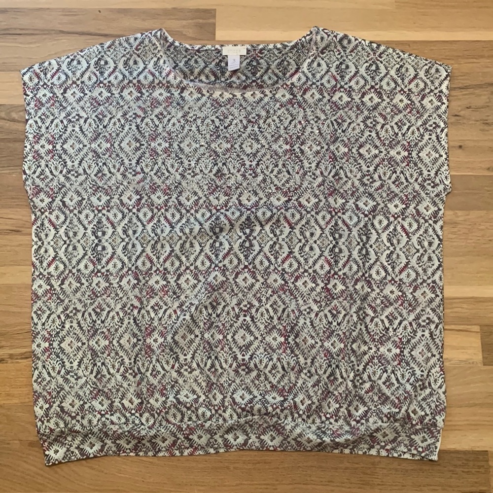 Chico’s Crewneck Cap Sleeve Rhinestone Chest Short Sleeve Blouse Women’s XL